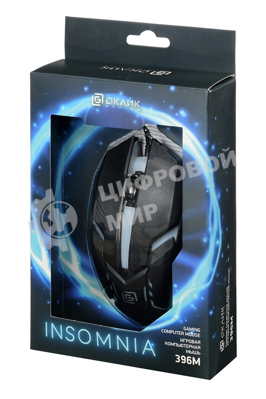Мышь проводная Oklick 396M INSOMNIA черный, 1000 dpi, USB, кнопки - 3