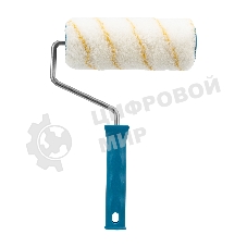 Валик в сборе Matrix полиакрил желтая полоса, 180 мм, ворс 12 мм, D 48 мм, D ручки 8 мм