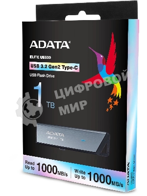 Флешка USB ADATA Elite UE800 (AELI-UE800-1T-CSG), 1Tb, Type-C USB 3.2, R/W 1000/1000, серебристый