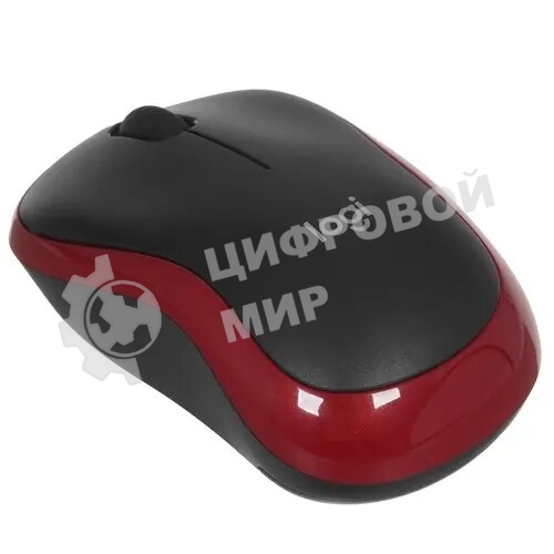 Мышь беспроводная Logitech M185, красный, 1000 dpi, радиоканал, USB, кнопки - 3