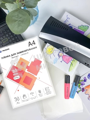 Пленка для ламинирования ГЕЛЕОС, А4, 80 мкм 30 шт./Пленка для ламинирования A4, 216х303 (80 мкм) глянцевая 30 шт