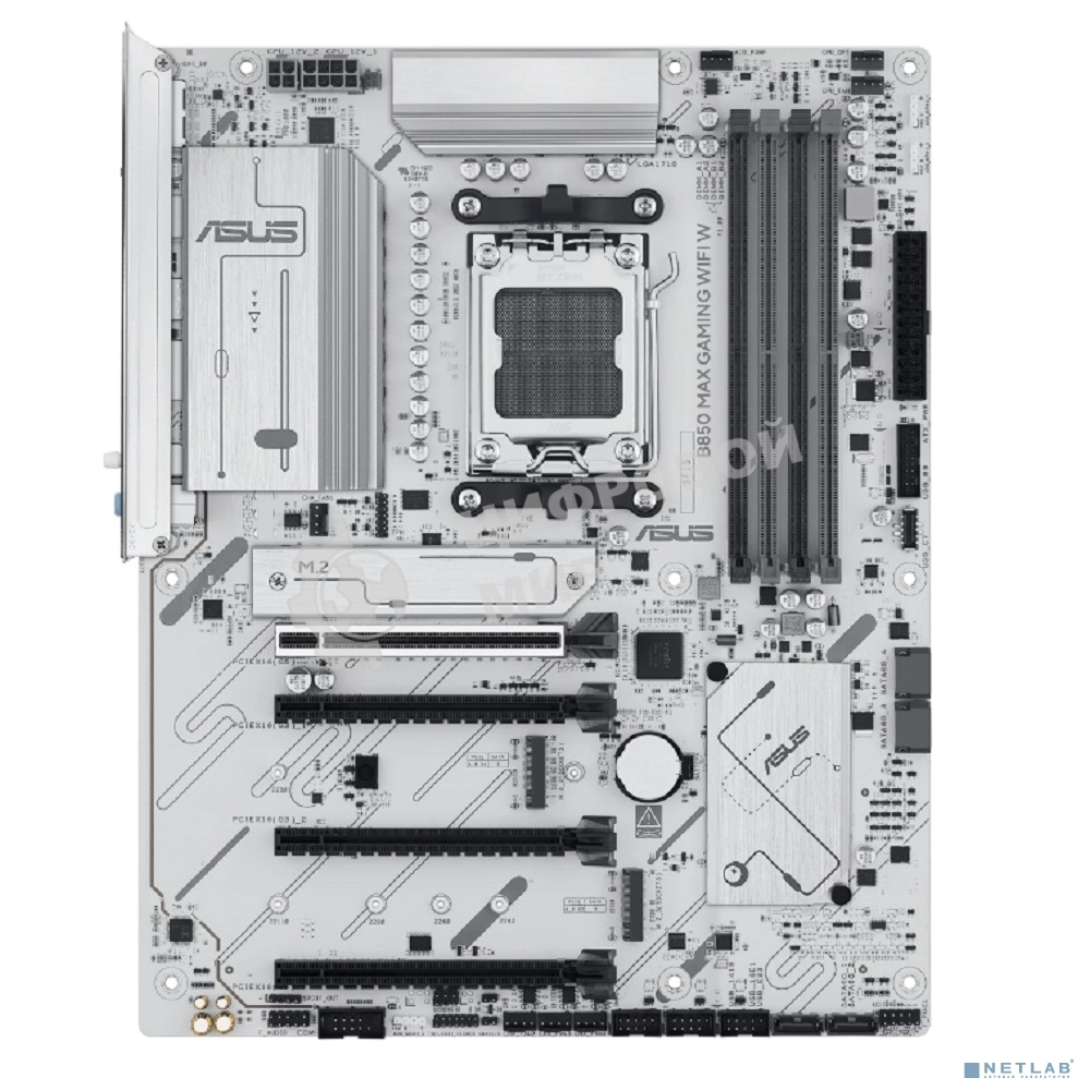 Материнская плата ASUS B850 MAX GAMING WIFI W, AM5, AMD B850, 4xDDR5, 4xSATA, 3xM.2, 1xPCIe 5.0 x16, 1xPCIe 4.0 x4, 2xPCIe 3.0 x1, 1xDisplayPort, 1xHDMI, 1x2.5Gb LAN, Wi-Fi 6E, Bluetooth 5.3, 1xUSB-C 10Gbps, 3xUSB-A 10Gbps, 2xUSB-A 5Gbps, 2xUSB-A 2.0, 3x3