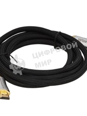 Кабель HDMI Wize WAVC-HDMIRA-2M 2 м., v.2.0b, 19M/19M, 4K/60 Hz 4:4:4, 26 AWG, HDCP 1.4, HDCP 2.2, Ethernet, позол.угловой разъем, экран, черный, пакет