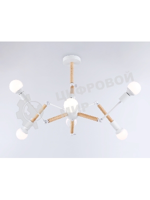 Светильник Ambrella light TR80485/6 WH/LW белый/светлое дерево E27/6 max 60W D930*510