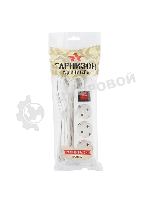 Сетевой фильтр Гарнизон ELB-G3-W-3, 3 евророзетки с выключателем и заземлением, допустимый ток 16А, длина 3м.