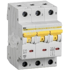 Выключатель автоматический трехполюсный ВА47-60M 3Р 10А 6кА С MVA31-3-010-C IEK