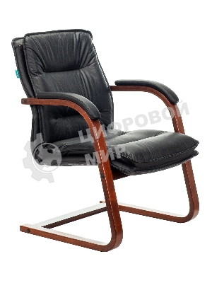 Кресло офисное Бюрократ T-9927WALNUT-AV черный, кожа, полозья дерево