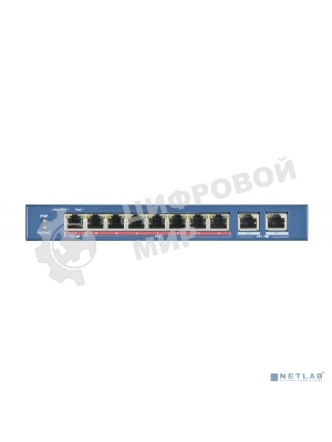 Коммутатор Hikvision DS-3E0310HP-E, 8×100 Мбит/с PoE+ + 2×1 Гбит/с, неуправляемый
