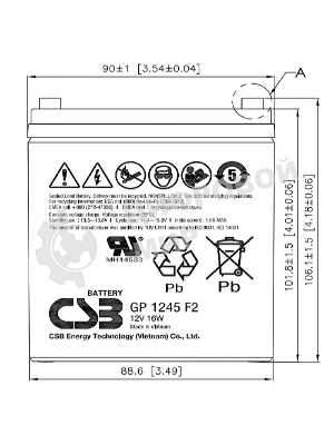 Батарея для ИБП CSB GP 1245 (12V 4.5Ah 16W) клемма F1 (бюджетная версия)