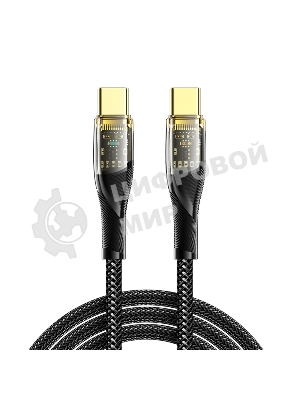 Кабель Rexant Type-C – Type-C, 5А, 100Вт, 1м, в черной нейлоновой оплетке со световой индикацией