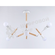 Светильник Ambrella light TR80485/6 WH/LW белый/светлое дерево E27/6 max 60W D930*510