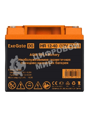 Аккумуляторная батарея ExeGate HR 12-40 (12V 40Ah, под болт М6)