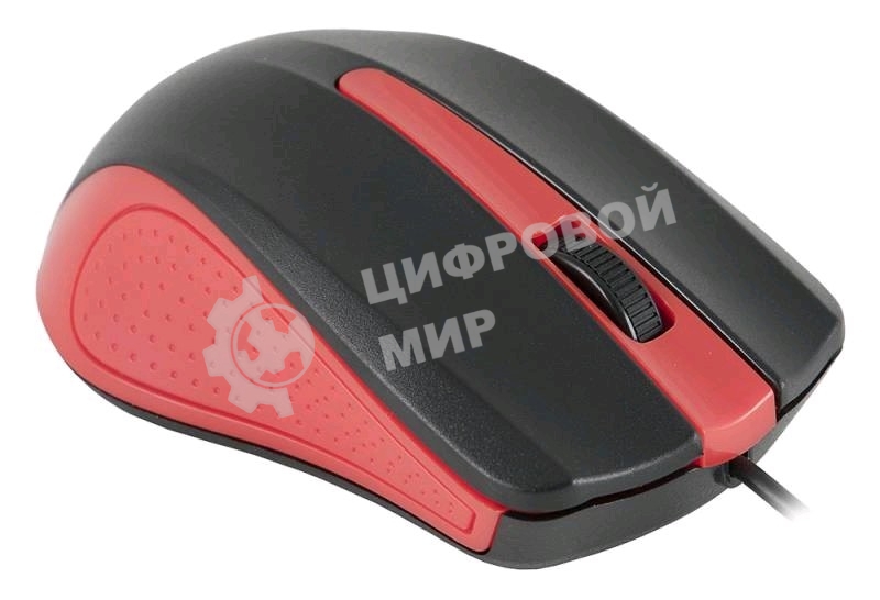 Мышь проводная Oklick 225M черный/красный, 1200 dpi, USB, кнопки - 3