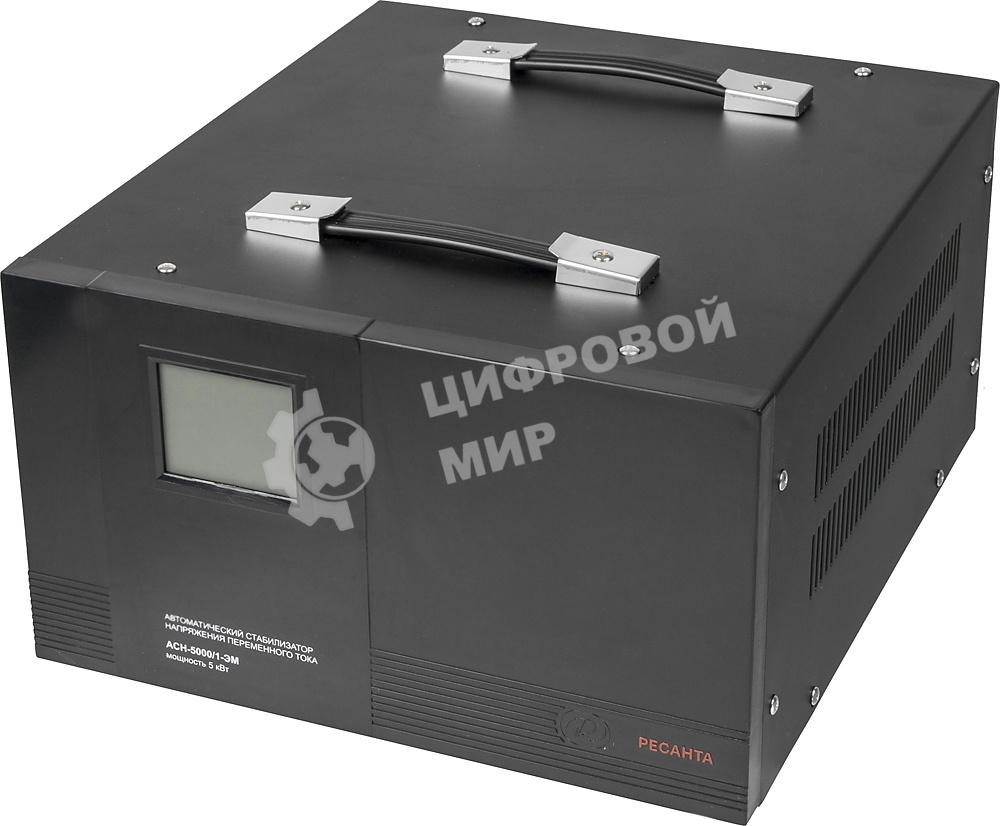 Стабилизатор Ресанта АСН-5 000/1-ЭМ 63/1/6 220В±2%, Габариты 395х235х183, Вес 18 кг