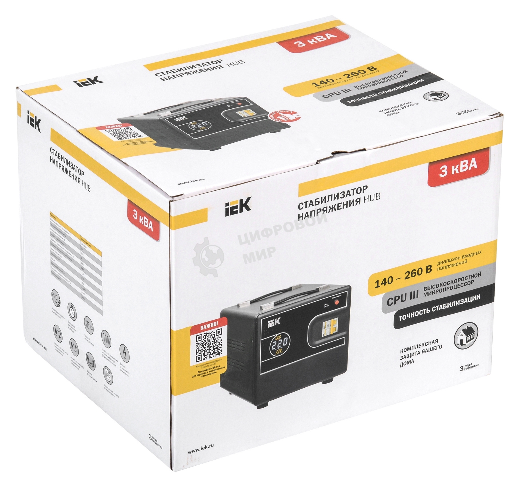 Стабилизатор напряжения переносной Iek IVS21-1-003-13 HUB 3кВА