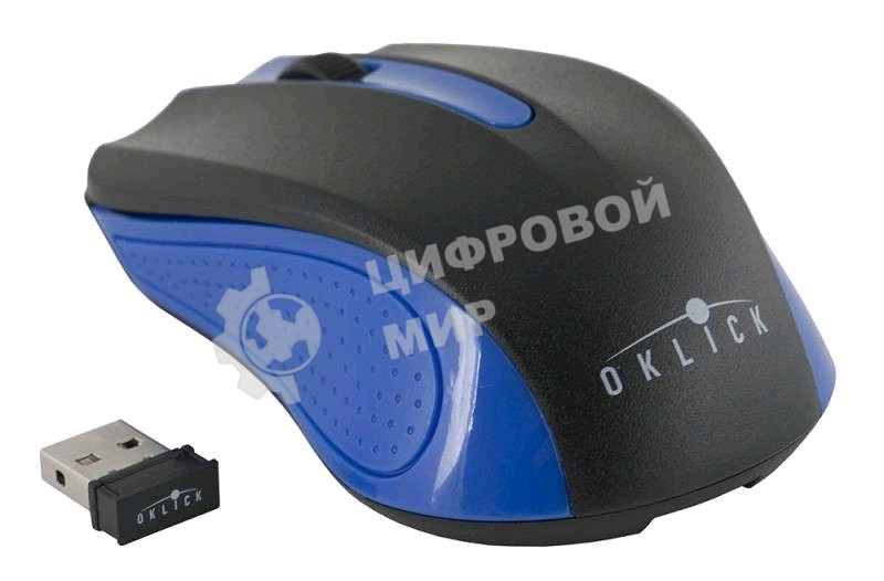 Мышь беспроводная Oklick 485MW черный/синий, 1200 dpi, радиоканал, USB, кнопки - 3