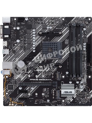 Материнская плата ASUS PRIME B550M-K, AM4, AMD B550, 4xDDR4, 4xSATA, 2xM.2, 1xPCIe 4.0 x16, 2xPCIe x1, 1xDVI-D, 1xHDMI, 1xVGA, 1x 1Gb LAN, 4xUSB 3.2 Gen 1, 2xUSB 3.2 Gen 2, 3x3.5 мм, 7.1, mATX