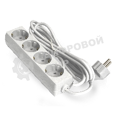 Удлинитель ExeGate ECE-4-5W (EX285818RUS), белый, 5 м, евровилка с заземлением, 4 евророзетки с заземлением, 2200 Вт