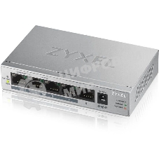 Коммутатор Zyxel GS1005HP Switch PoE +, 5xGE (4xPoE +), desktop, metal, silent, PoE budget 60 W