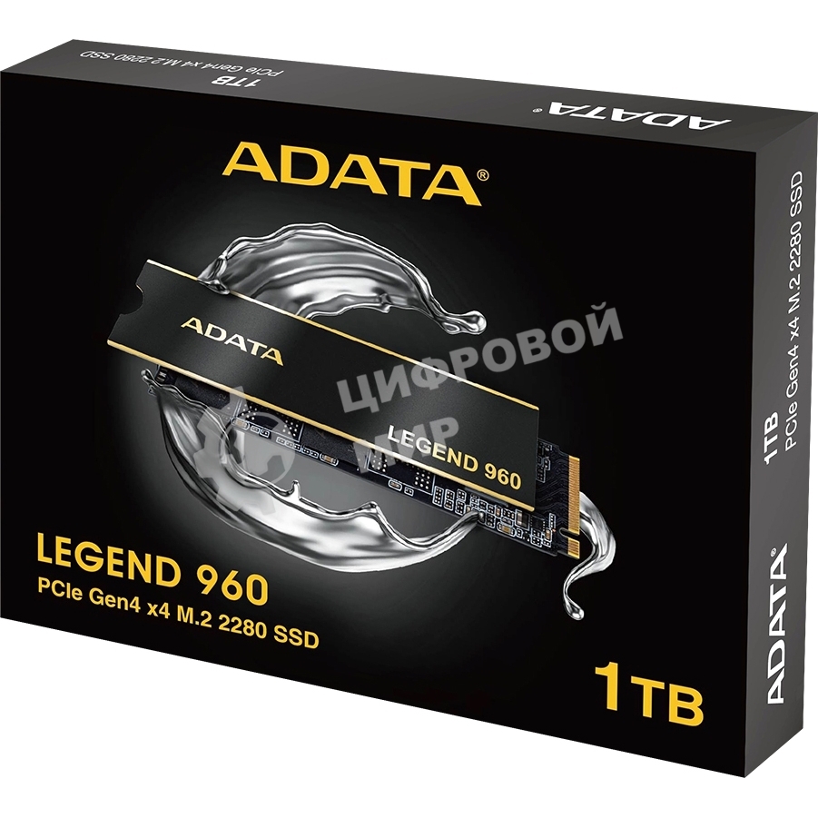 Накопитель SSD ADATA LEGEND 960, 1Tb, PCIe 4.0 x4, M.2 2280, NVMe, R/W 7400/6000, с радиатором