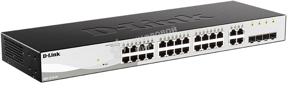 Коммутатор настраиваемый WebSmart с 24 портами 10/100/1000Base-T и 4 комбо-портами 100/1000Base-T/SFP D-Link DGS-1210-28/F3A