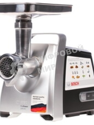 Мясорубка электрическая Bosch MFW68660 черный, 2200 Вт, 4.3 кг/мин, реверс, защита от перегрузки, металлический лоток, насадки - 10