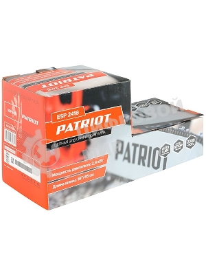 Пила цепная электрическая Patriot ESP 2418, 2400Вт, 18'/45 см, 3/8, 1,3мм 62 зв, плавный пуск, бесключевая натяжка цепи, термозащита