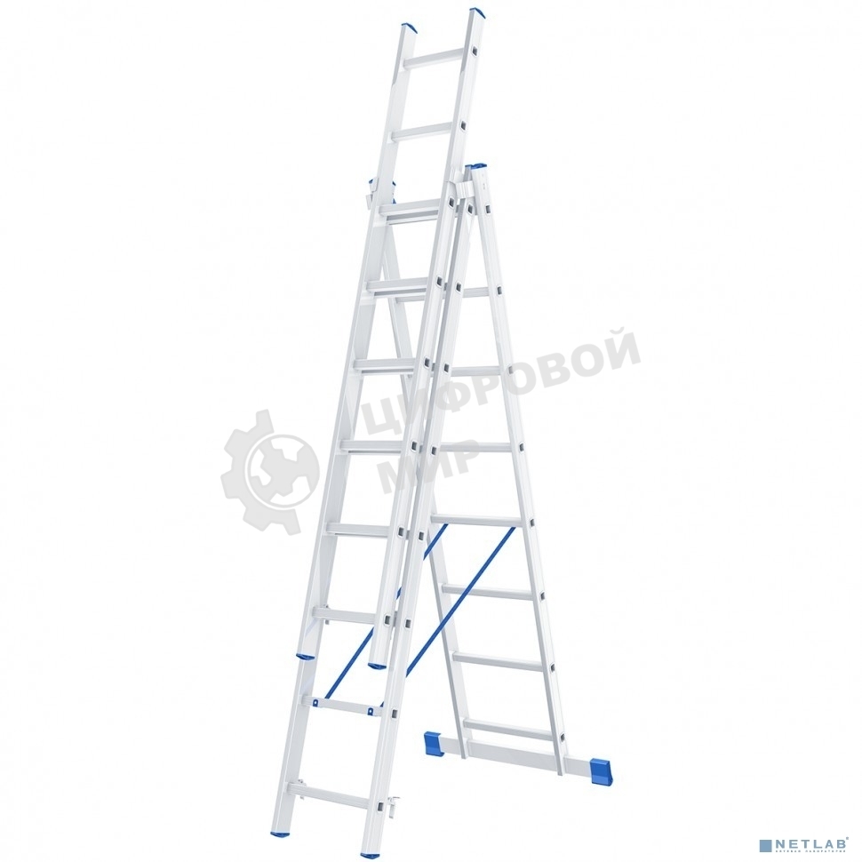 Лестница Сибртех, 3 х 8 ступеней, алюминиевая, трехсекционная
