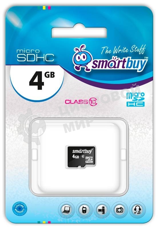 Флеш карта microSD 4Gb Smartbuy microSDHC Class 10