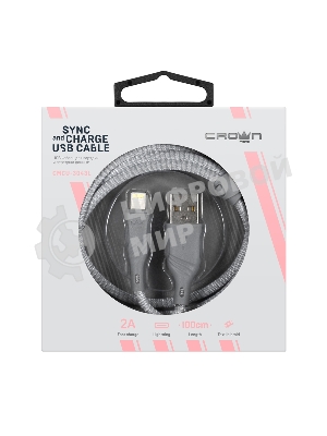 Кабель Crown USB - Lightning CMCU-3043L grey