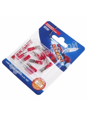 Клемма плоская Rexant, изолированная гнездо - 5.6 мм, 0.5-1.5мм², (РПи-м 1.5-(4.8)/РПИм 1,25-5-0,8/FDD1.25-187(8)), в упак. 10 шт.