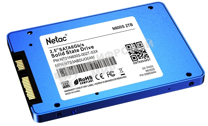 Накопитель SSD Netac N600S, 2Tb, SATA III, 2.5