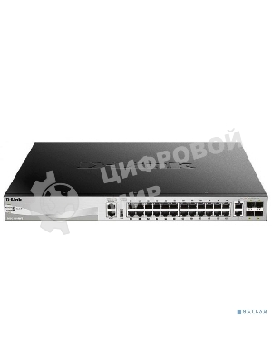 Коммутатор управляемый стекируемый D-Link DGS-3130-30PS/B1A PROJ 3 уровня с 24 портами 10/100/1000Base-T, 2 портами 10Gbase-T и 4 портами 10Gbase-X SFP+ (24 порта с поддержкой PoE (30 Вт)