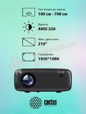 Проектор Cactus CS-PRM.07B.Full HD LCD 3200Lm LS 320Lm ANSI (1920x1080) 1500:1 ресурс лампы:30000часов 1xUSB typeA 3xHDMI 1.16кг
