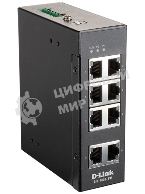 Коммутатор D-Link DIS-100E-8W/A1A, L2 Unmanaged Industrial Switch with 8 10/100Base-TX ports.1K Mac address, 802.3x Flow Control, Stand-alone, Auto MDI/MDI-X for each port, D-link Green technology, Metal case,