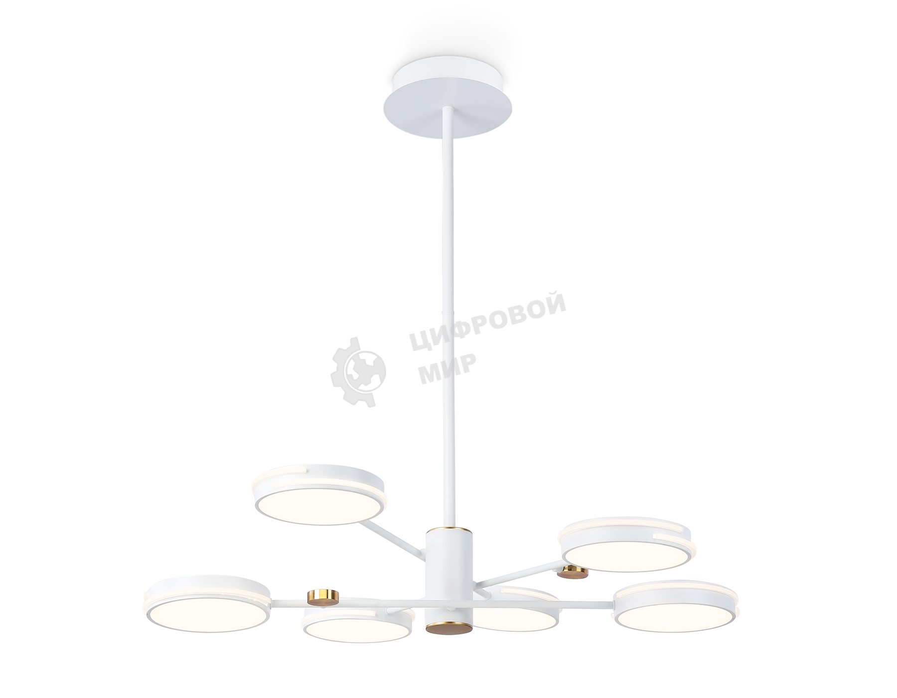 Подвесной светодиодный светильник Ambrella light FL51635/6 WH/GD белый/золото 3000K/4200K/6400K 50W D800*780 (Без ПДУ)