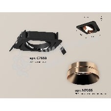 Комплект встраиваемого поворотного светильника Ambrella light XC7659025 SBK/PPG черный песок/золото розовое полированное MR16 GU5.3 (C7659, N7035)