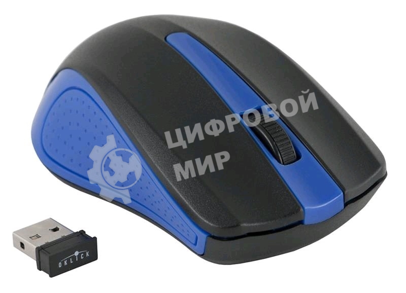Мышь беспроводная Oklick 485MW черный/синий, 1200 dpi, радиоканал, USB, кнопки - 3