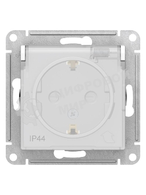 Механизм розетки 1-м СП AtlasDesign AQUA с заземл. защ. шторки с защ. крышкой 16А IP44 белый, SchE ATN440146