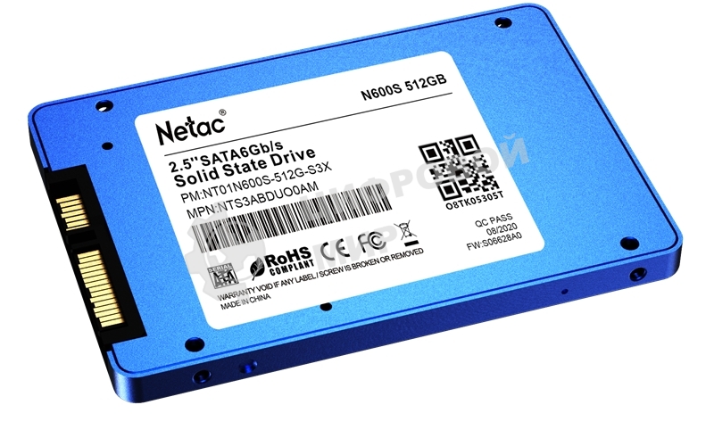 Накопитель SSD Netac N600S, 512Gb, SATA III, 2.5