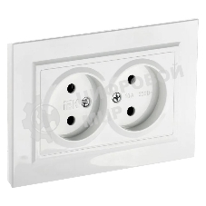 Розетка 2-м СП BRITE РС12-2-БрБ 10А в сборе без заземл. без защ. шторок белый IEK BR-R20-10-K01-F