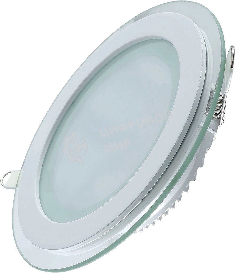 Светильник Glass круг 18W 1390lm 3000K 220-240V IP20 монт Ø155 200x35 с дек стеклом LED
