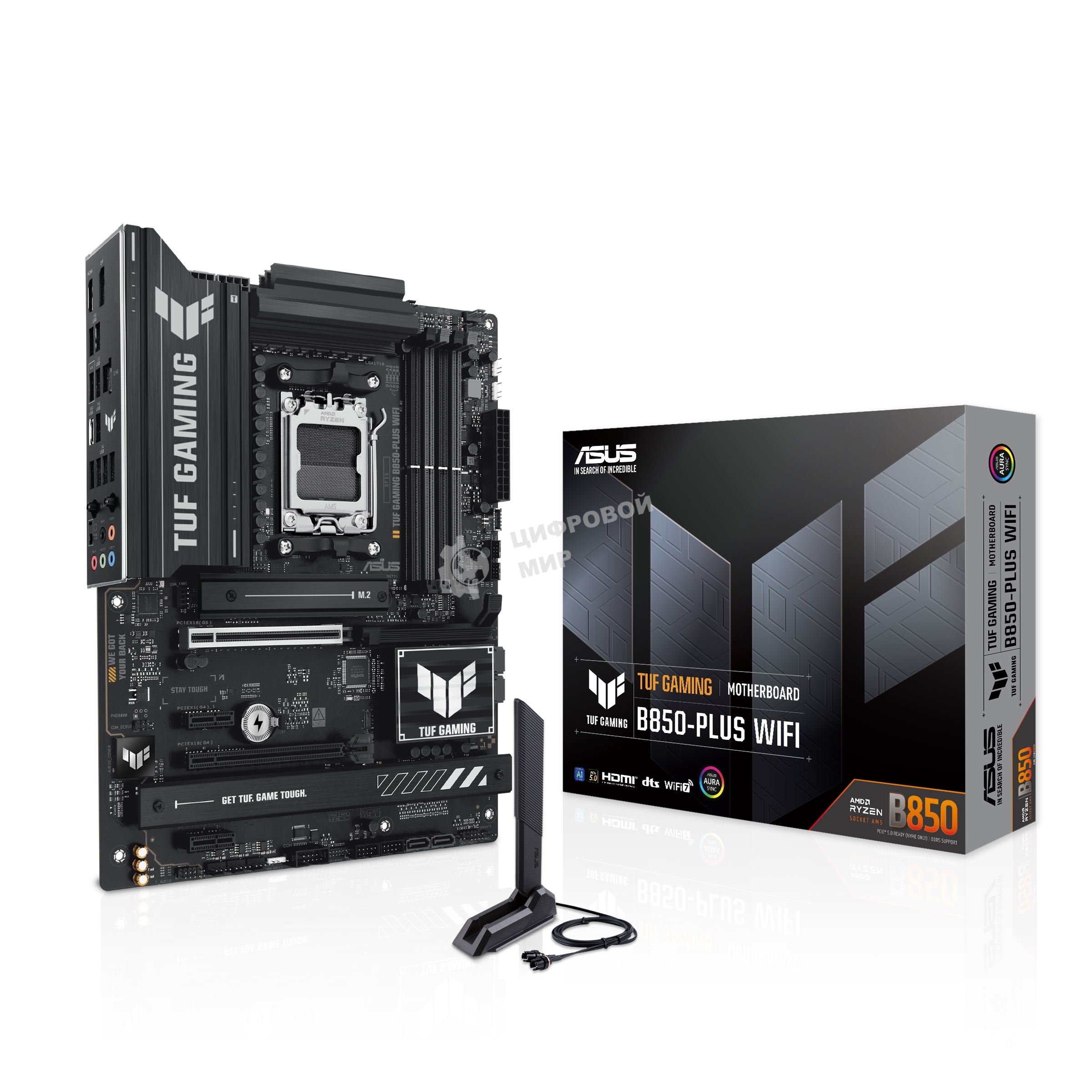 Материнская плата ASUS TUF GAMING B850-PLUS WIFI, Socket AM5, AMD B850, 4xDDR5, 4xSATA, 3xM.2, 1xPCIe 5.0 x16, 1xPCIe 4.0 x16, 2xPCIe 4.0 x1, 1xHDMI, 1xDP, 1x 2.5Gb LAN, Wi-Fi 7, 3xUSB-A 10Gbps, 4xUSB-A 5Gbps, 1xUSB-C 20Gbps, 2xUSB-A 2.0, 5x3.5 мм, 7.1, A
