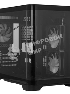 Компьютерный корпус 1STPLAYER UVIEW UV6 ARGB черный mATX 3x120мм ARGB fans UV6-BK-2FC7R-1FC7