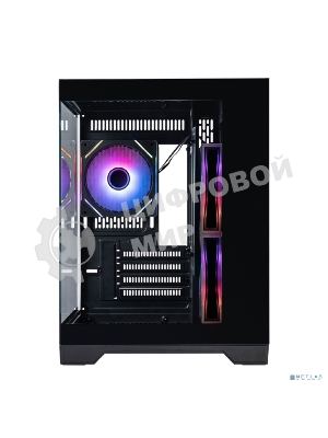 Компьютерный корпус 1STPLAYER MEGAVIEW MV5-TP ARGB черный mATX 3x120мм ARGB fans MV5-TP-BK-2FC7R-1FC7