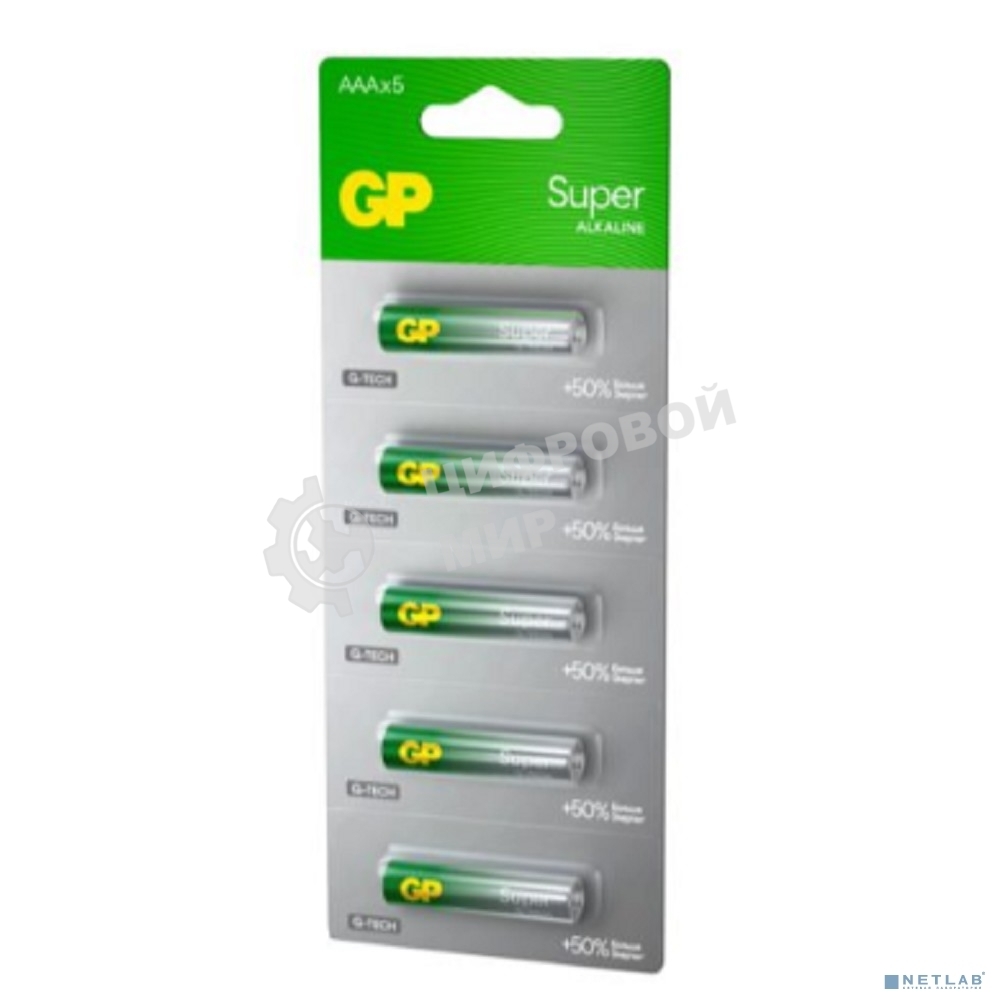 Алкалиновые батарейки GP Super Alkaline G-Tech 24А ААA - 1 шт. на отрывных блистерах