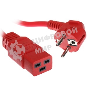 Шнур ПВС-АП 3x1,5 S22C19-250-16-1,8, красный, 1,8 м, C19, 3x1.5, 16А, с заземлением, Power Cube,
