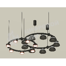 Светильник Ambrella light XR92091100/16 SBK/PPG/FR черный песок/золото розовое полированное/белый матовый GX53