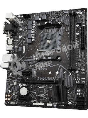 Материнская плата Gigabyte A520M S2H, AM4, AMD A520, 2xDDR4, 4xSATA, 1xM.2, 1xPCIe 3.0 x16, 2xPCIe x1, 1xHDMI, 1xDVI-D, 1xVGA, 1x 1Gb LAN, 4xUSB-A 3.2 Gen 1, 2xUSB-A 2.0, 3x3.5 мм, 7.1, mATX