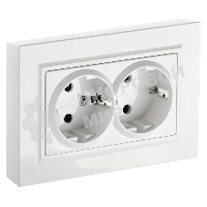 Розетка 2-я с з/к без з/ш IEK BRITE 16А в сб. РС12-3-БрБ белый